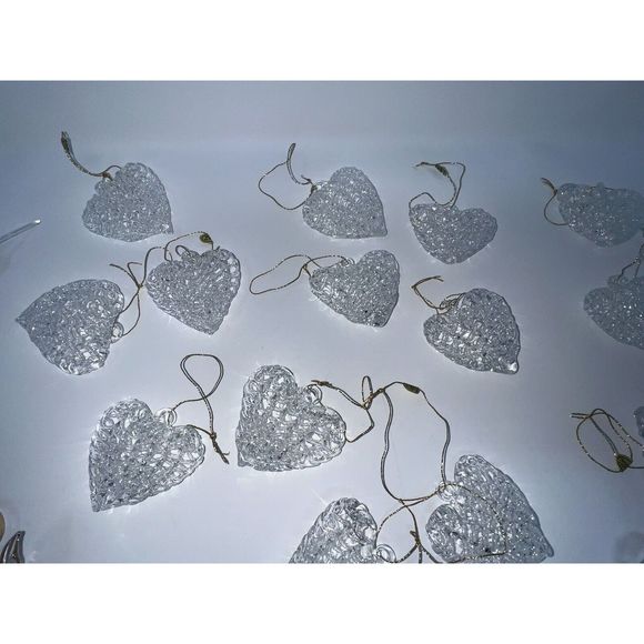 Beautiful Vintage Glass Christmas Tree Ornaments Butterfly Hearts Poinsettia - Picture 12 of 16